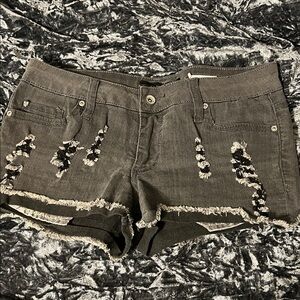 Lovesick Distressed Black Shorts